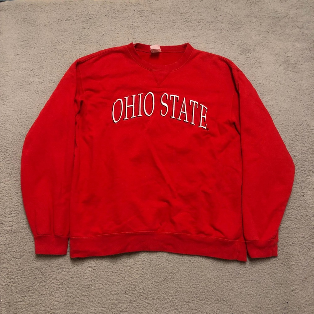 Soffe Ohio State Buckeyes Crewneck Sweatshirt Mens Large Red Embroidered Logo
